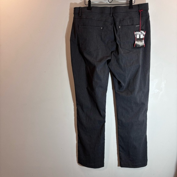 SIMON CHANG Sz 16 Stretchy Type Grey Straight Leg High Rise Trouser Pants NEW - Picture 7 of 10